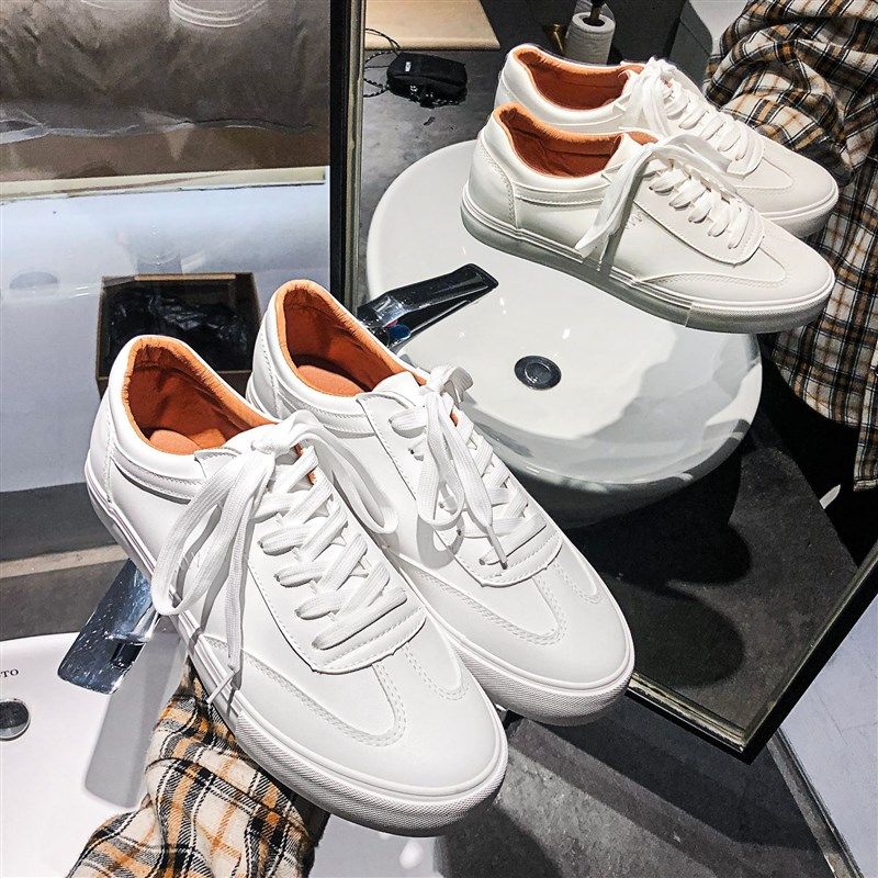 男鞋百搭基础小白鞋男韩版休闲白色皮板鞋情侣帆布鞋子男,流行男鞋,单鞋,淘宝优惠券,粉丝福利购,淘宝优惠卷