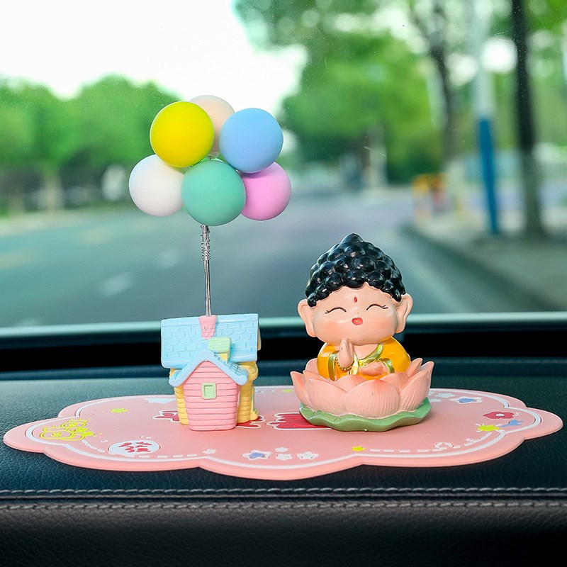欢喜小神仙好运莲莲如来观音财神汽车摆件中控台车内饰品摆件男女