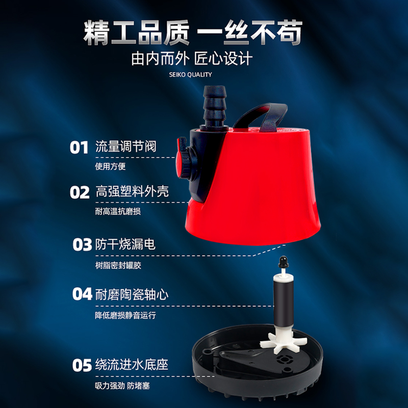 鱼缸抽水泵潜水泵底吸泵大功率水循环超静音节能可调节吸鱼便换水