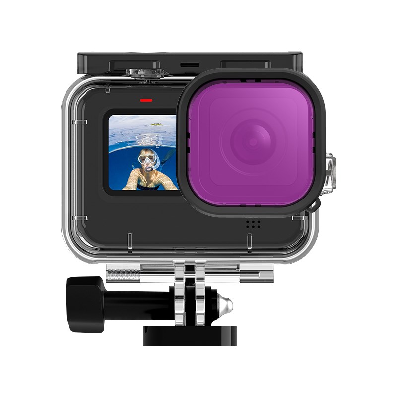 适用于gopro12/11/10/9泰迅款防水壳用红色/紫色/粉红深潜水滤镜