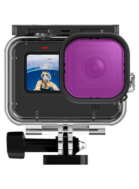 适用于gopro12/11/10/9泰迅款防水壳用红色/紫色/粉红深潜水滤镜