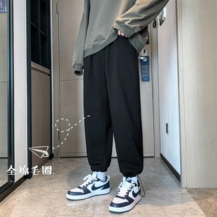 束脚裤 宽松加绒运动裤 秋季 九分卫裤 裤 冬季 子男秋冬抽绳潮流直筒裤