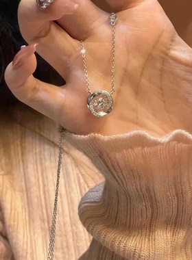 XIN饰界莫比乌斯环999纯银项链女小众2024新款轻奢跳动的心锁骨链