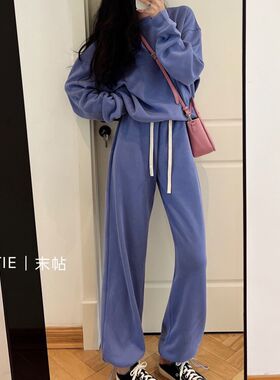 2024新款港风慵懒休闲时尚套装女春秋洋气时髦减龄运动卫衣两件套