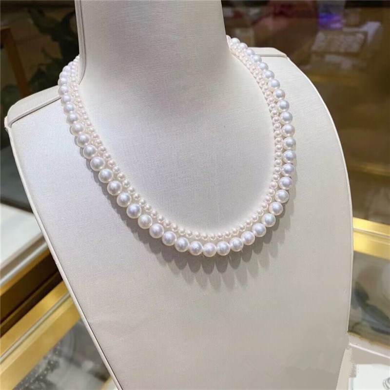 基本正圆天然淡水i珍珠双层款项链 女款珍珠颈链项链饰品礼物A013