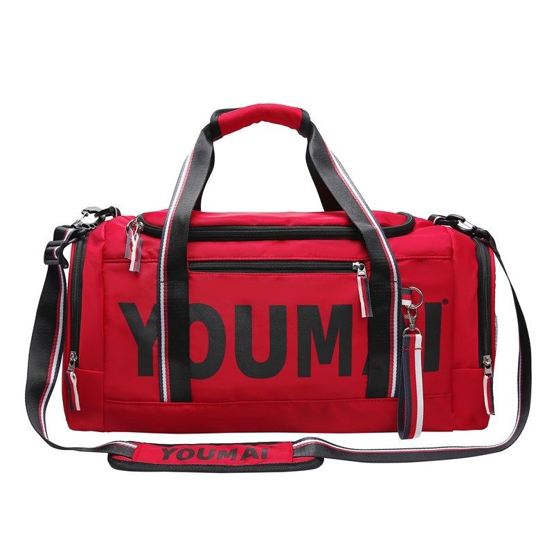 斜挎健身包红色女士游泳运动背包防水干湿分离鞋仓健身环收纳包女
