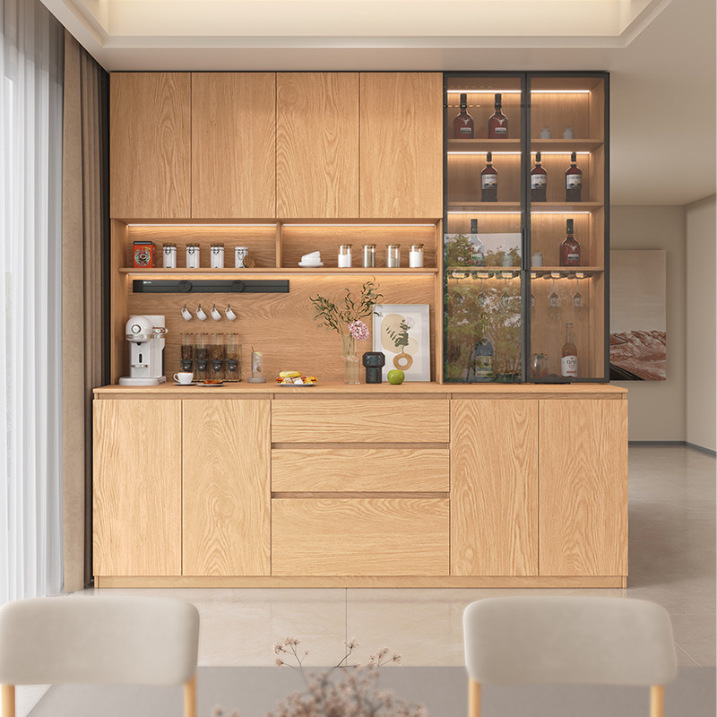 全实木定制餐边柜橡木客厅家用收纳储物玻璃碗柜橱柜靠墙一体高柜,住宅家具,餐边柜,淘宝优惠券,粉丝福利购,淘宝优惠卷