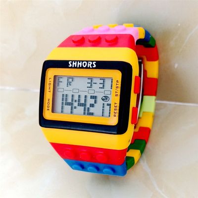 新品Unisex Rainbow Mens Women Plastic Big Digital Watch Mult