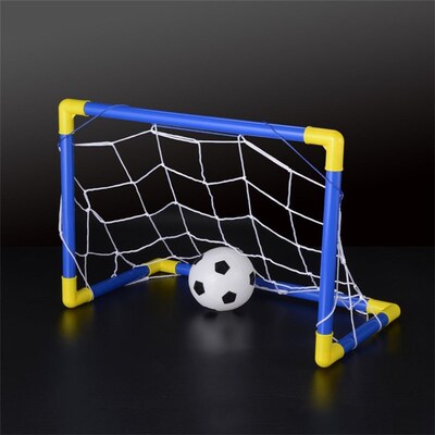 Folding Mini Football Soccer  Goal Post Net Set + Pump Kids