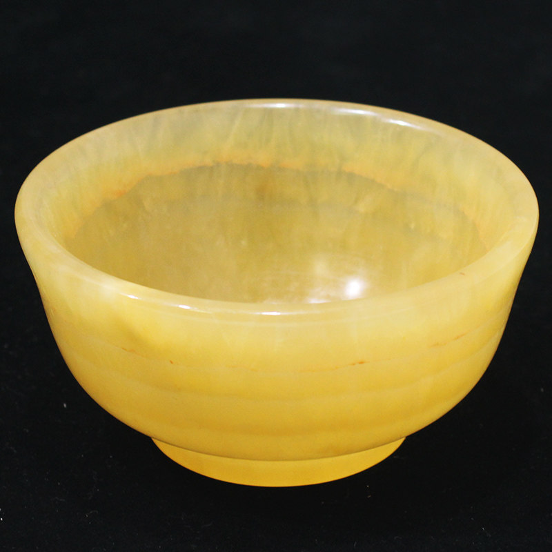 工厂销易晶缘天然米黄玉原石摆E件供佛碗器具招财桌面饰品