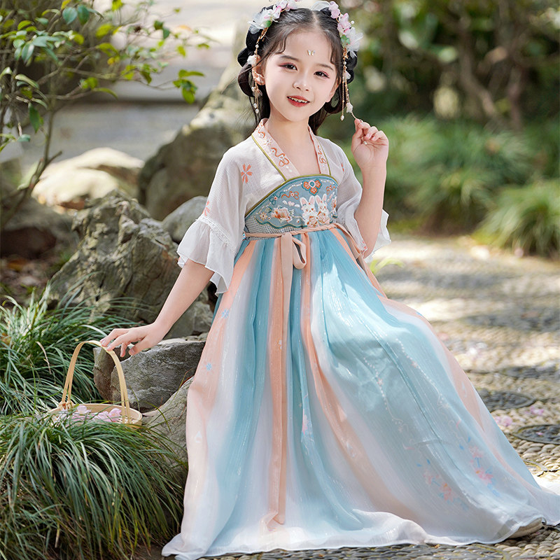 现货女童汉服夏款2023新款中国风古装超仙公主裙儿童Y夏唐装襦裙