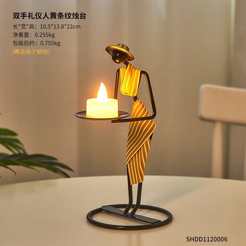 速发复古铁艺烛台小摆件创意家用欧式浪漫烛光晚餐布置道具餐桌装