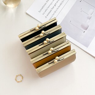 高级感真皮卡片包复古金属扣夹子名片夹油蜡牛皮卡包男女小巧卡夹