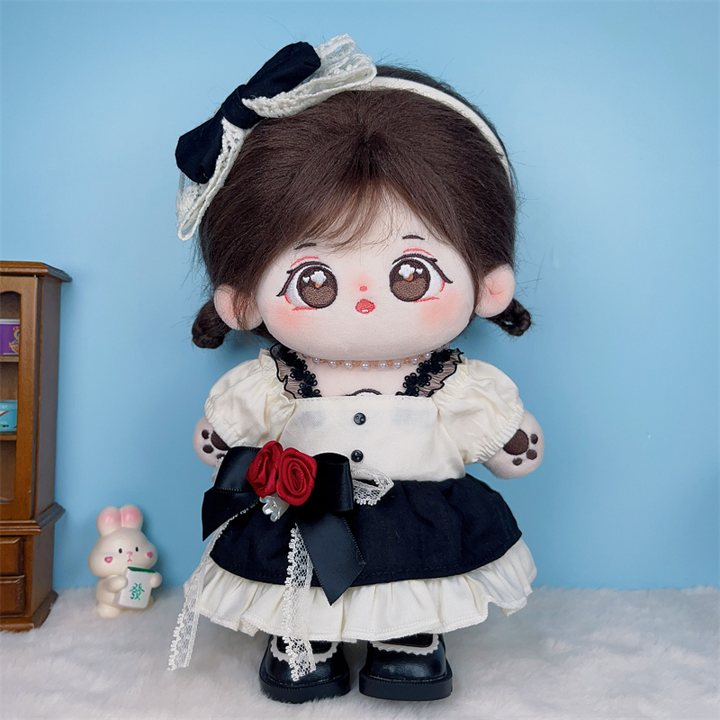 娃衣10cm/20cm厘米棉花w娃娃换装衣服公仔黑白连衣裙公主裙子套装