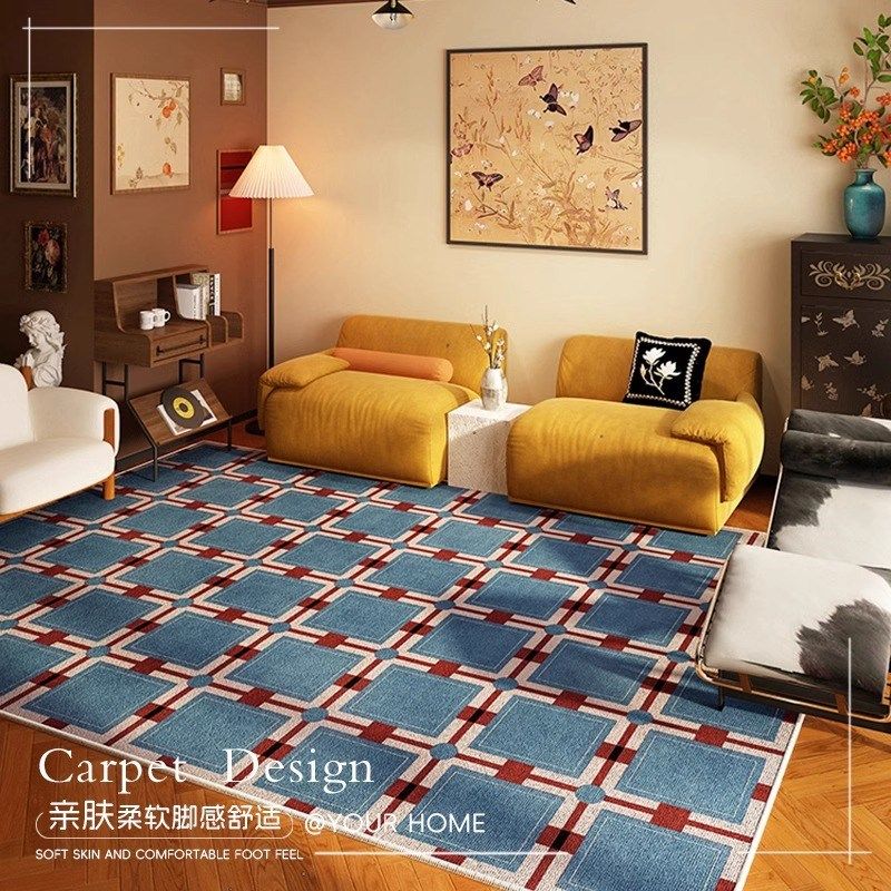 tiptoe涟蓝河域地毯客厅复古法式沙发茶几高级感轻奢家用卧室地垫