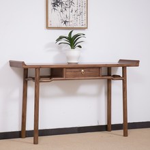 6B76新中式条案实木q靠墙玄关桌中堂供桌香案家用佛台入户条桌仿