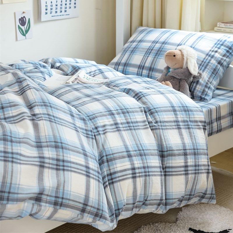 北欧风全棉学生三件套高低床纯棉床上用品宿舍单人上下床单被套棉,床上用品,学生床品套件,淘宝优惠券,粉丝福利购,淘宝优惠卷