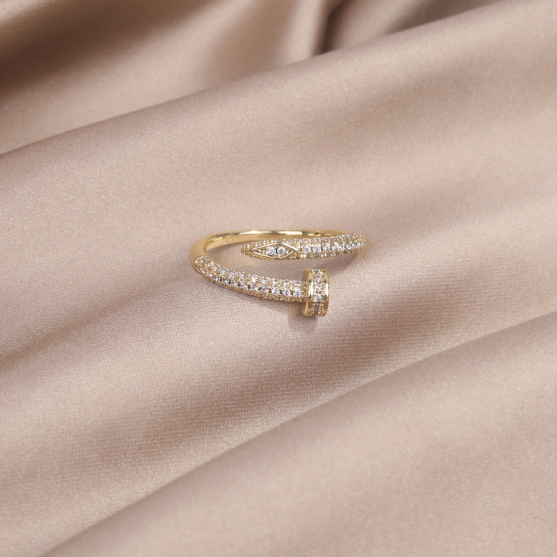 推荐14K Real Gold Plating AAA Zircon Simple Geometric Ring E