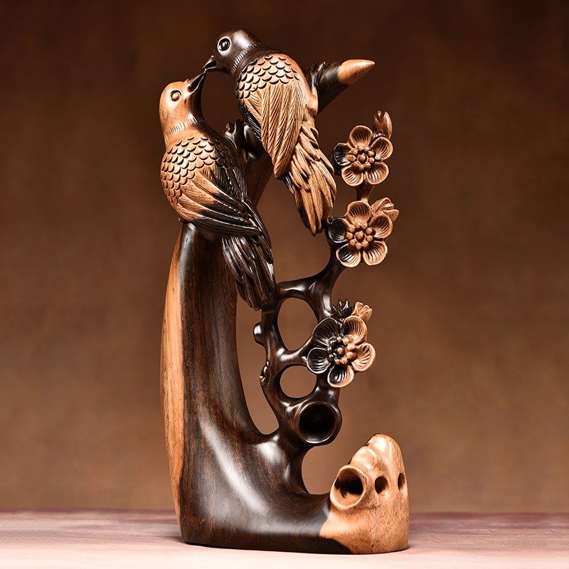 黑檀实木喜上眉梢摆件木雕花鸟摆设客厅装饰品摆件新家乔迁送礼品,家居饰品,桌面摆件,淘宝优惠券,粉丝福利购,淘宝优惠卷
