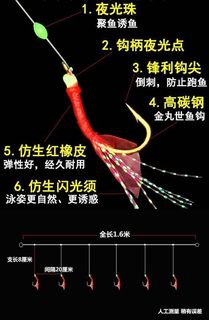 速发仿生鱼皮红皮丸世鱼钩串钩钓组飞绳组套装翘嘴路亚白条鲈鱼海