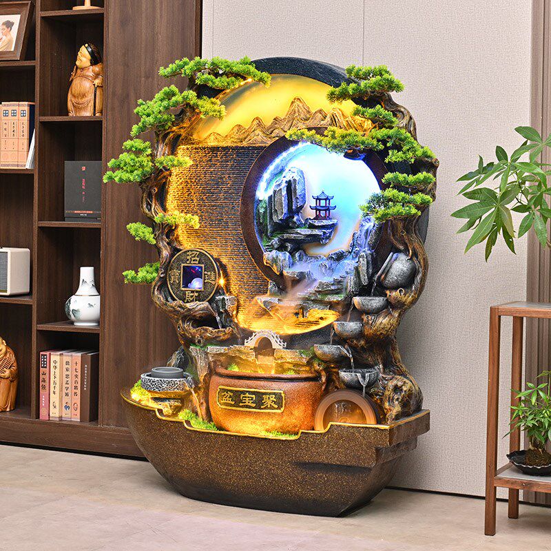 公司招财聚宝盆水幕墙屏风庭院假山流水落地造景摆件循环水景喷泉,家居饰品,落地摆件,淘宝优惠券,粉丝福利购,淘宝优惠卷