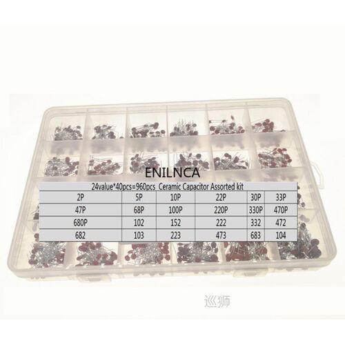 960Pcs/lot Ceramic capacitor Assortment Kit 2PF-0.1UF 50V Ce