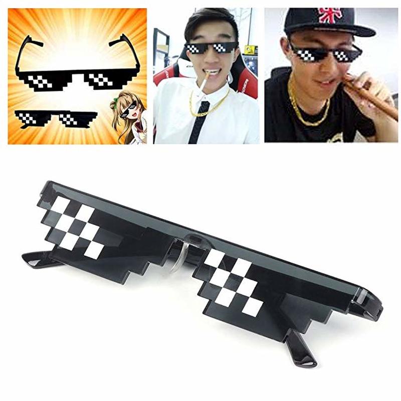 网红1PCs Mosaic 8 Bit Thug Life Sunglasses Pixelated Men Wom