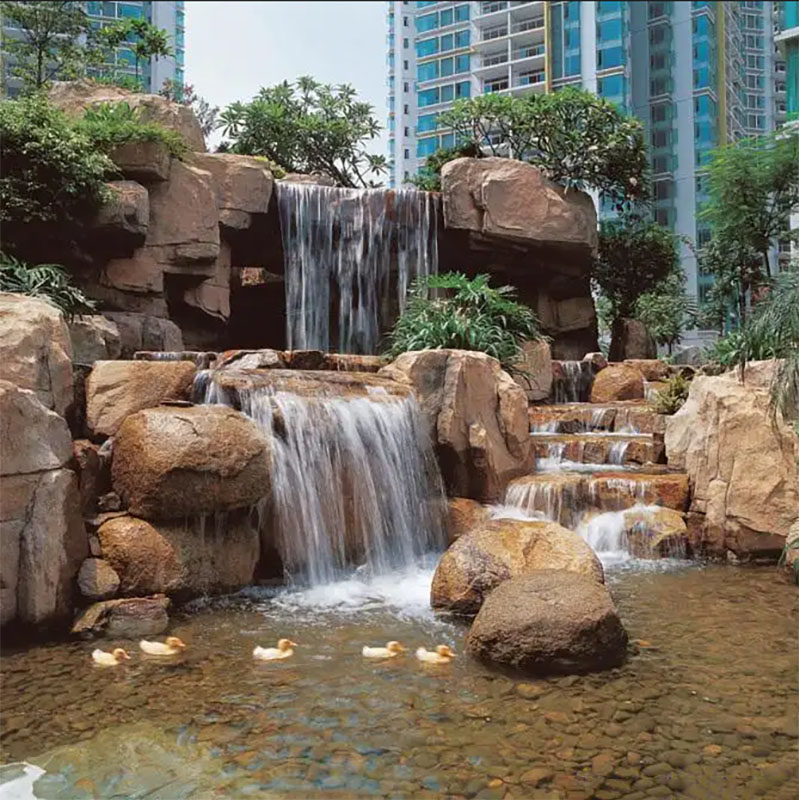 大型仿真塑石水泥假山制作室内庭院户外流水瀑布喷泉造景观假山