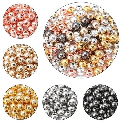 速发3 4 6 7 8 10 12mm 50-500pcs Gold color B Ball Beads Roun