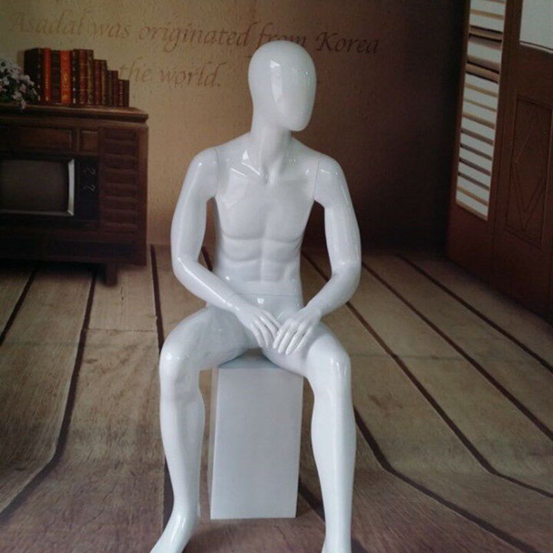 服装模特道具男坐模全身抽象亮白韩版服装店橱窗展示拍摄试衣假人