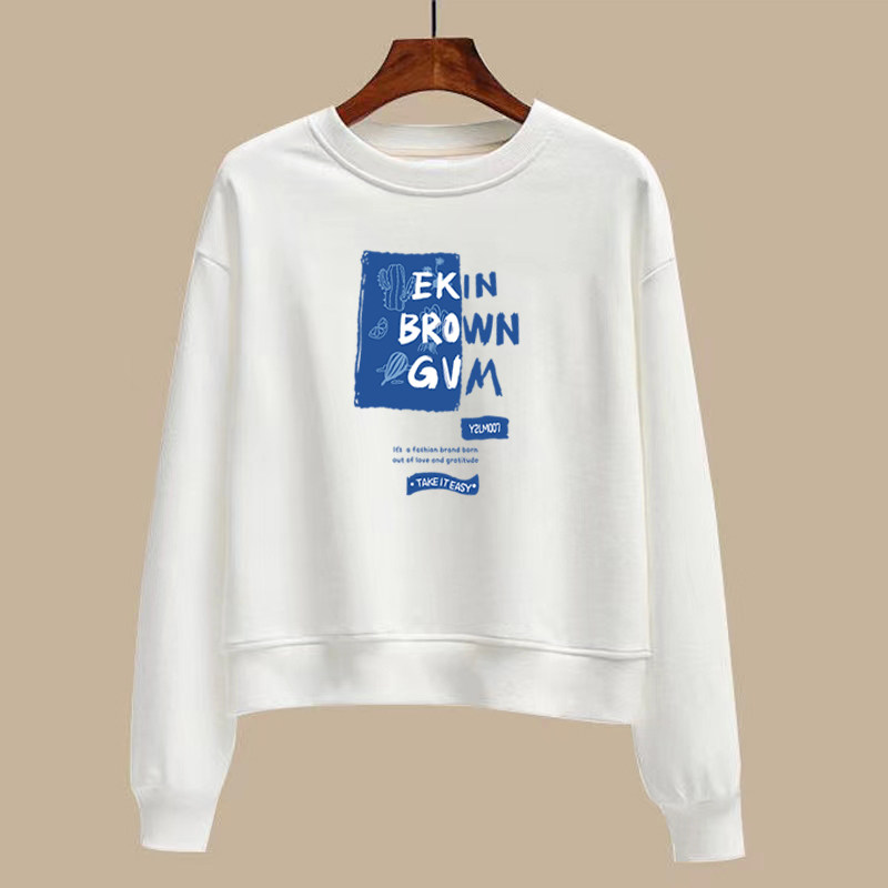 新款短款a卫衣女ins春秋薄款百搭小清新长袖韩版宽松上衣