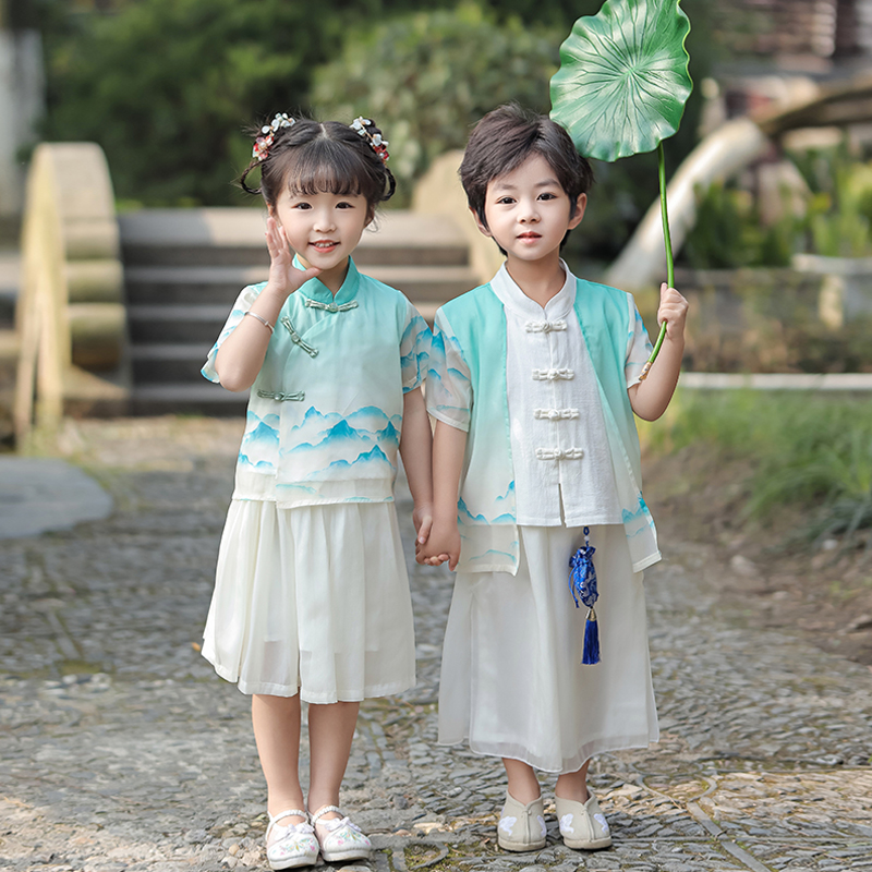 汉服2023新款中国风古装表演服小学生班服唐装六一演出服套装夏装