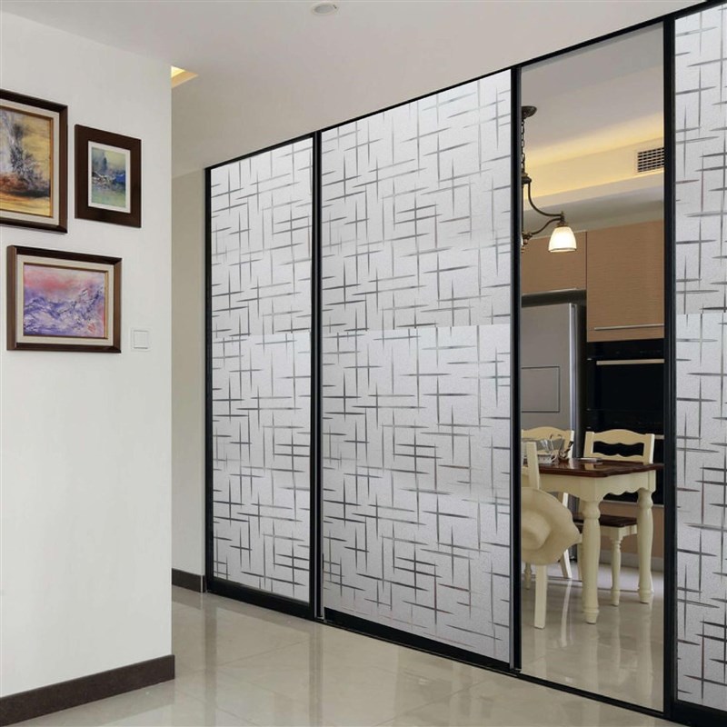 *3D Cross Pattern Frosted No Glue Static Cling Privacy Glass