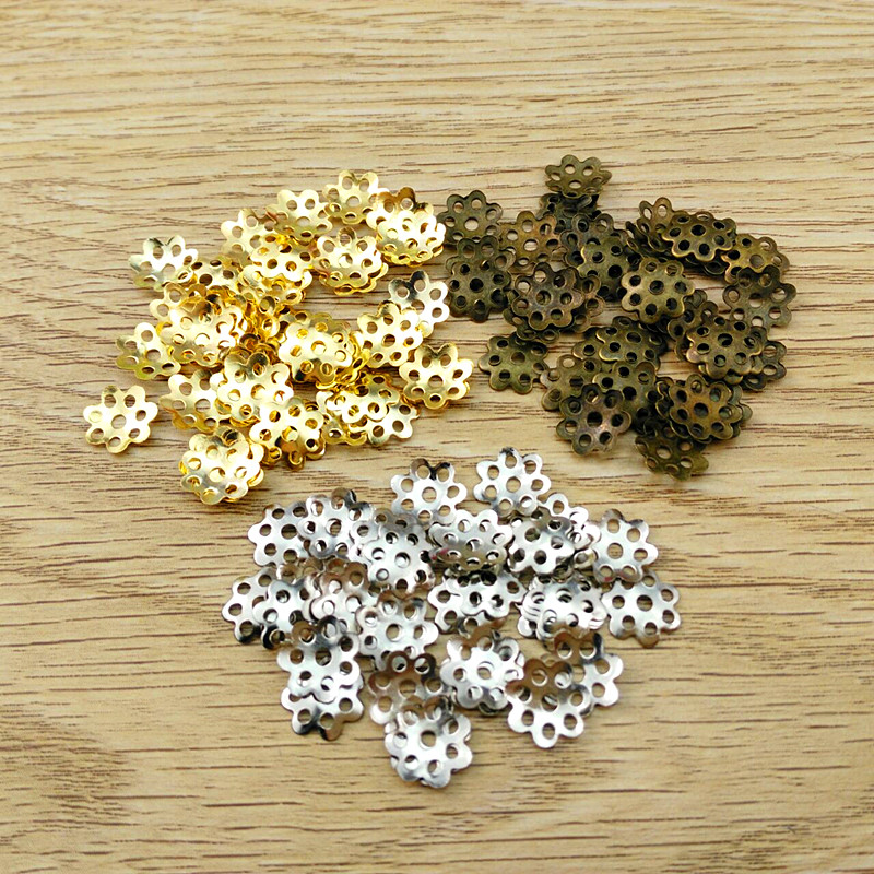 新品金属小花托 配饰o复古手工材料配件 diy金属藏银配件手链珠子