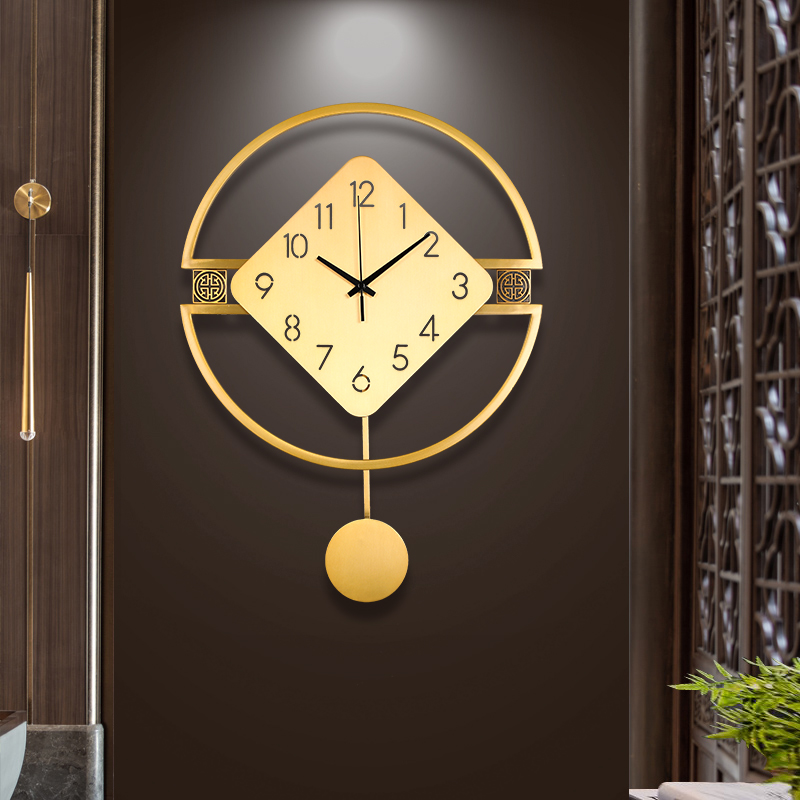 新品中式挂钟客厅卧室静音家用装C饰石英钟现代大气艺术纯铜小钟