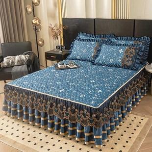 床保护套裙8m高档夏.三件套可拆卸加厚欧式 床罩乳胶 床套1凉席款