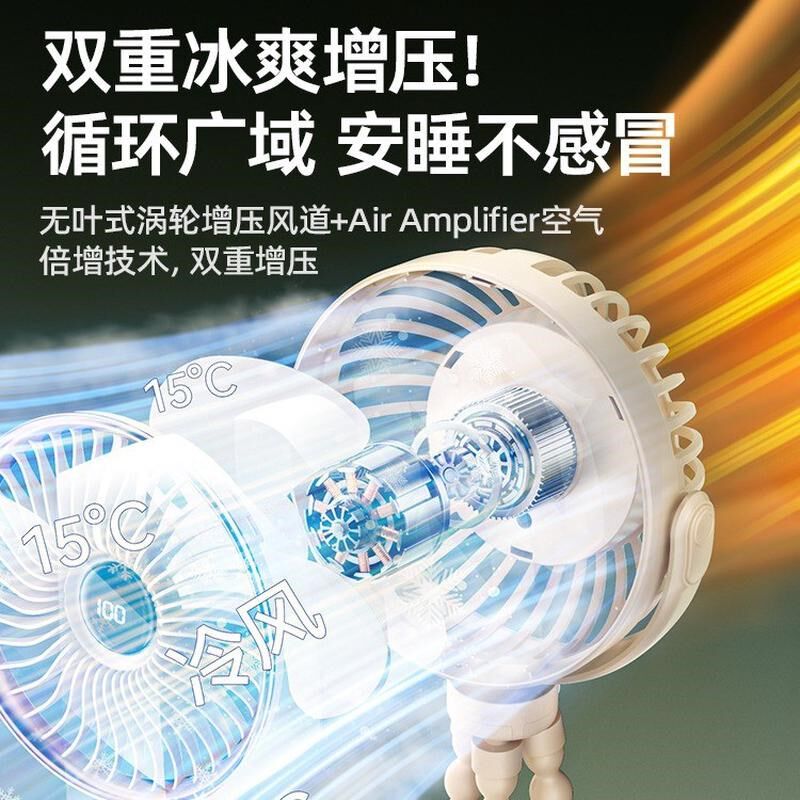 八爪鱼风扇婴儿车可摇头充电长续航宿舍办公室充插两用婴儿车风扇