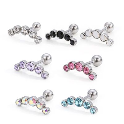 网红New2PCS Cartilage Helix Tragus Stud Earrings Ear Nail St