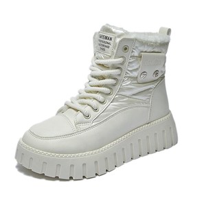 马丁靴女冬季加绒加厚保暖高帮雪地靴软厚底防滑皮面防水休闲棉靴