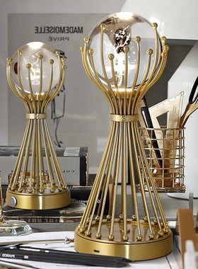 轻奢水晶球创意摆件客厅家居酒柜办公室装饰品带灯光氛围商务礼品