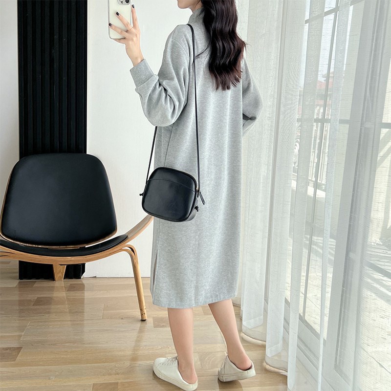哺乳衣外出辣妈款秋装产后月子服外穿春秋冬季高领卫衣哺乳连衣裙