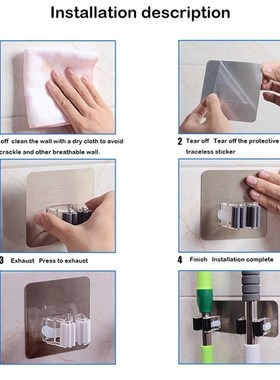 Hanger Broom-Holder Storage Wall-Mounted Mop-Hook-Racks Adhe