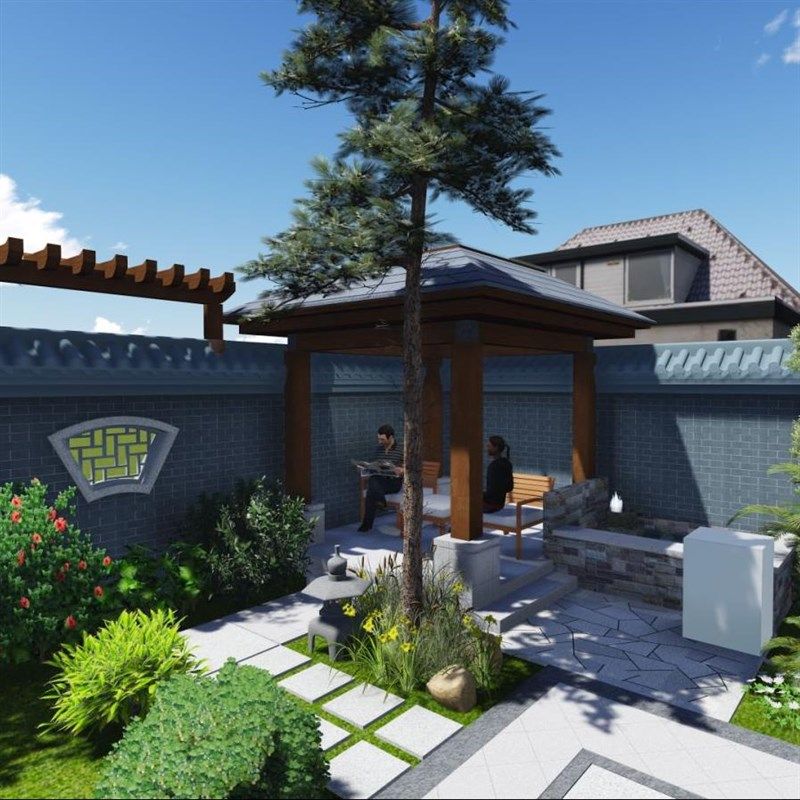 13年老店武汉别墅花园设计施工庭院露台施工图效果图景观鱼池园林