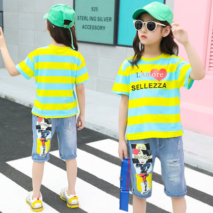 急速发货女童夏装套装2022新款短袖儿童装洋气韩版网红中大童女装