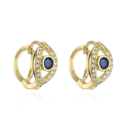 小众高货New gold-plated copper zircon evil eye of the ear ri