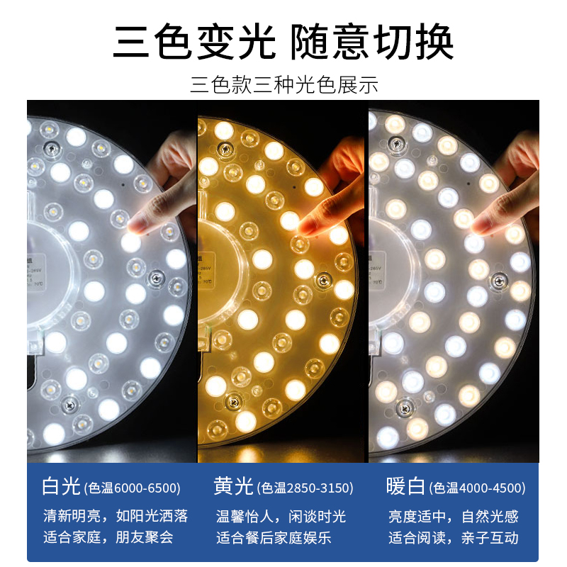 节能led灯盘吸顶灯p灯芯磁吸圆盘替换客厅卧室厨房改造灯贴灯板片