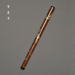特选级天然草湘妃竹镶花牛角w香筒 香道配件沉线香收纳盒 茶道用