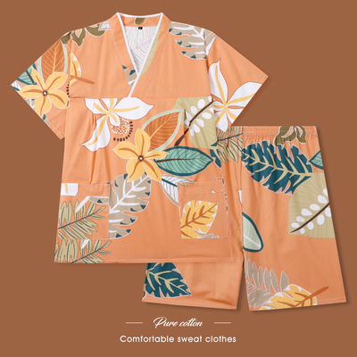 汗蒸服女款纯f棉韩版大码情侣套装全棉桑拿温泉睡衣家居浴服按摩