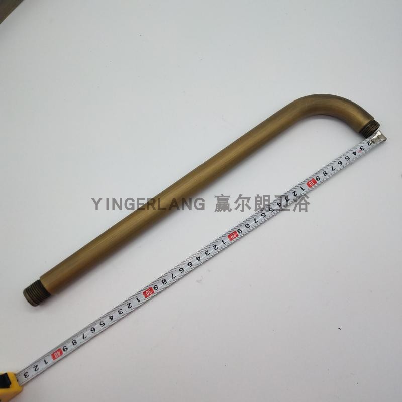 全铜黄铜仿古淋浴管喷头花洒杆入墙式一字4分杆弯管支架7字弯管