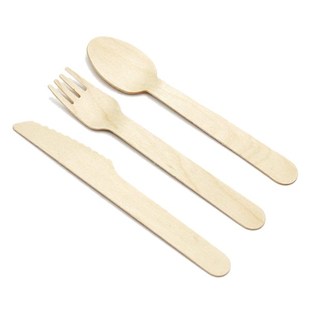 disposable wooden cutlery 150 pack -forks(50) knives(50) and